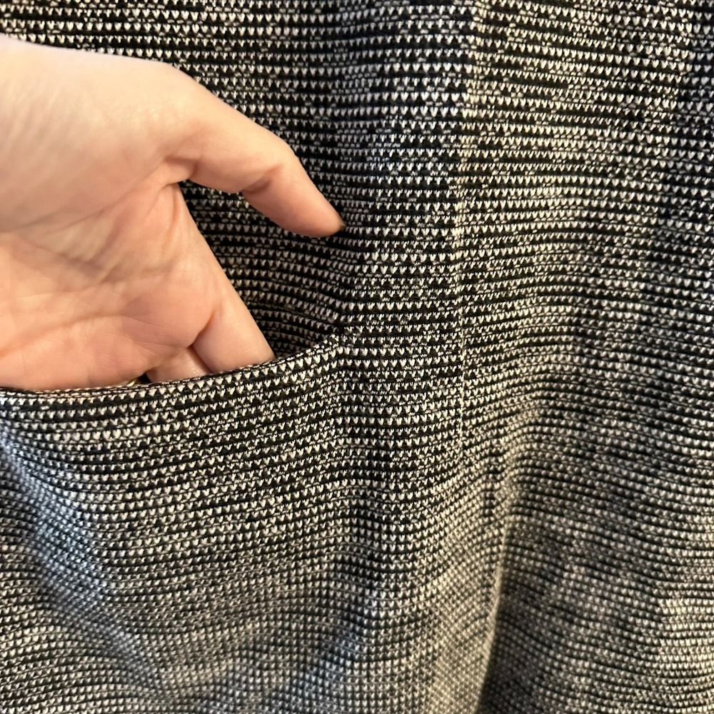 Adrienne Vittadini Black White‎ Textured Knit Shift Dress 3/4 Sleeve Pockets XL - Picture 2 of 5